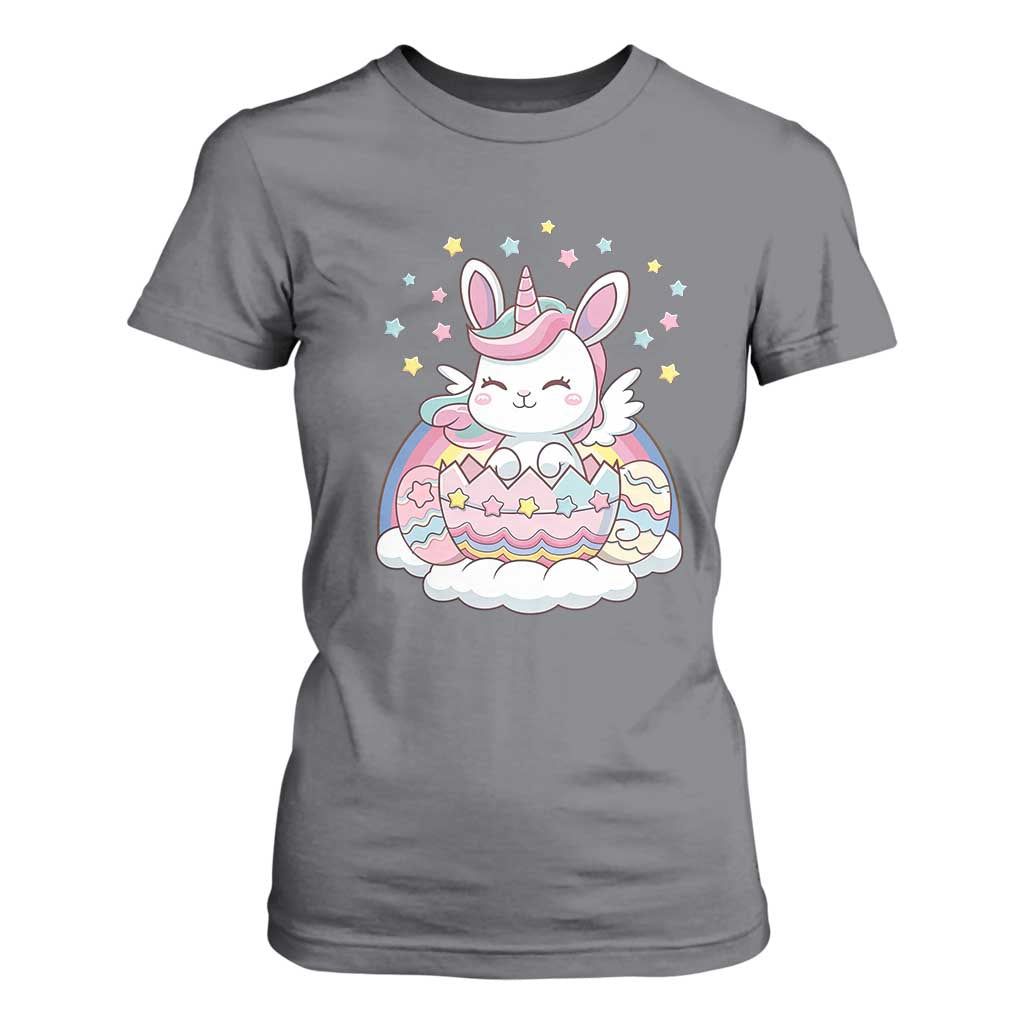 Funny Easter Unicorn Bunny Easter Eggs T Shirt For Women TS11 Charcoal Print Your Wear