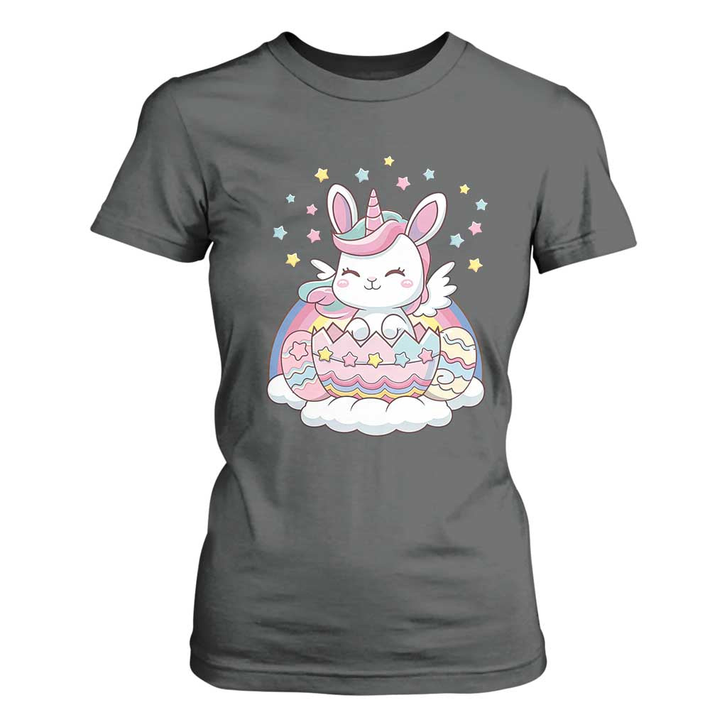 Funny Easter Unicorn Bunny Easter Eggs T Shirt For Women TS11 Dark Heather Print Your Wear