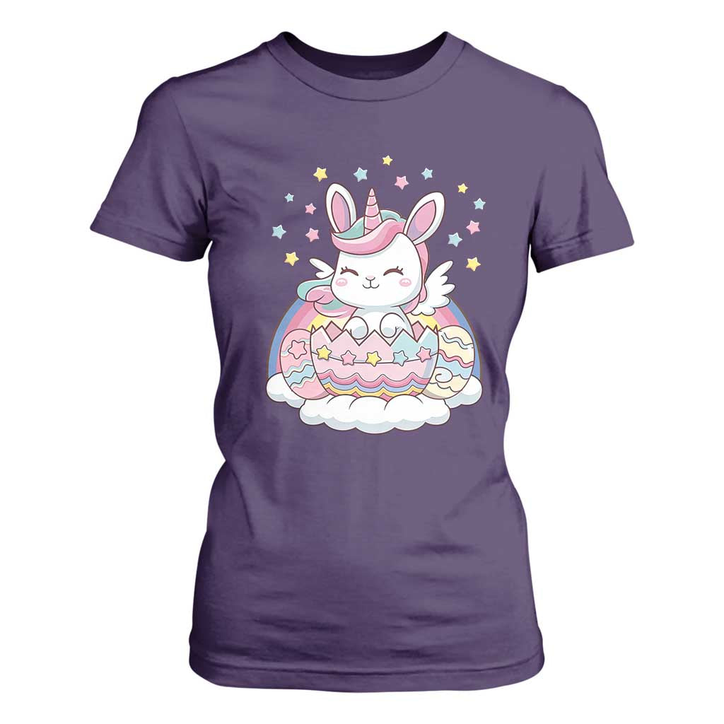 Funny Easter Unicorn Bunny Easter Eggs T Shirt For Women TS11 Purple Print Your Wear