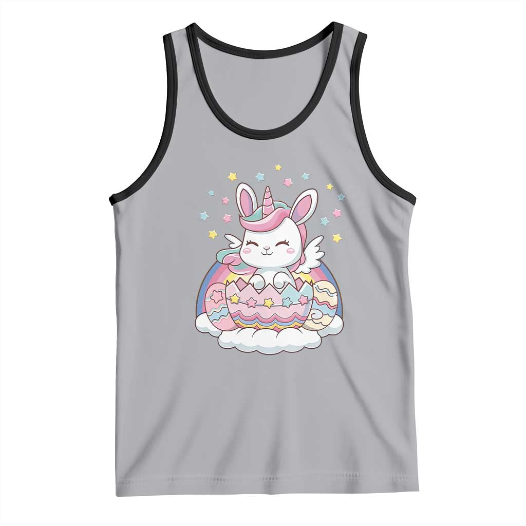 Funny Easter Unicorn Bunny Easter Eggs Tank Top TS11 Athletic Heather Black Print Your Wear