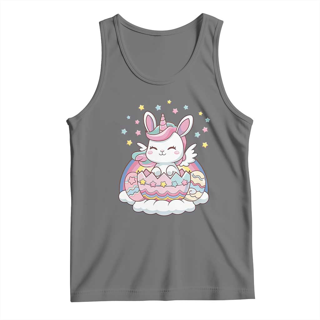 Funny Easter Unicorn Bunny Easter Eggs Tank Top TS11 Black Heather Print Your Wear