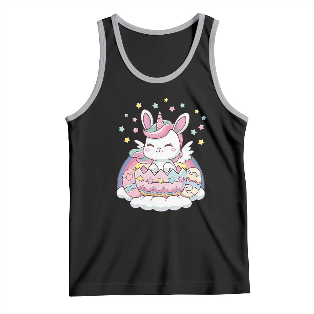 Funny Easter Unicorn Bunny Easter Eggs Tank Top TS11 Black Athletic Heather Print Your Wear