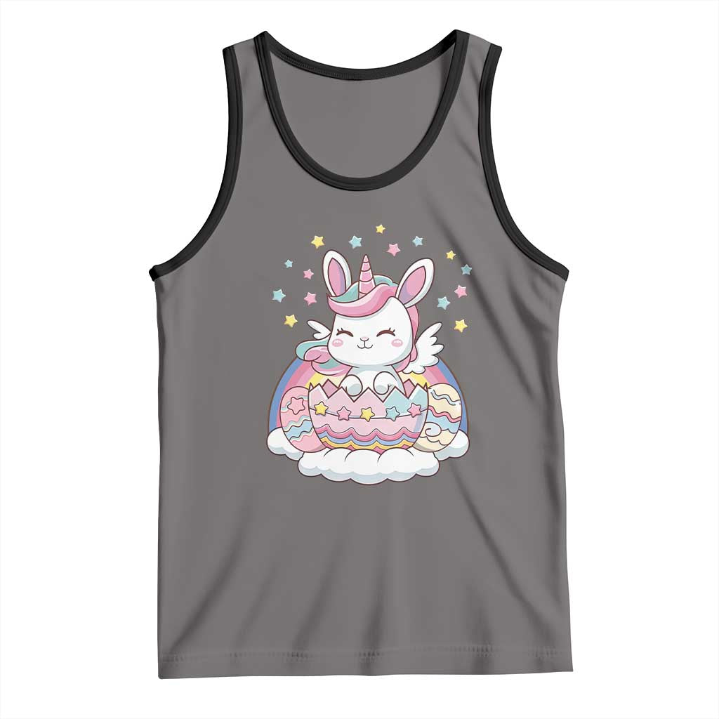 Funny Easter Unicorn Bunny Easter Eggs Tank Top TS11 Deep Heather Black Print Your Wear