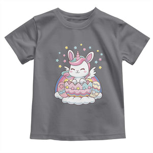 Funny Easter Unicorn Bunny Easter Eggs Toddler T Shirt TS11 Charcoal Print Your Wear