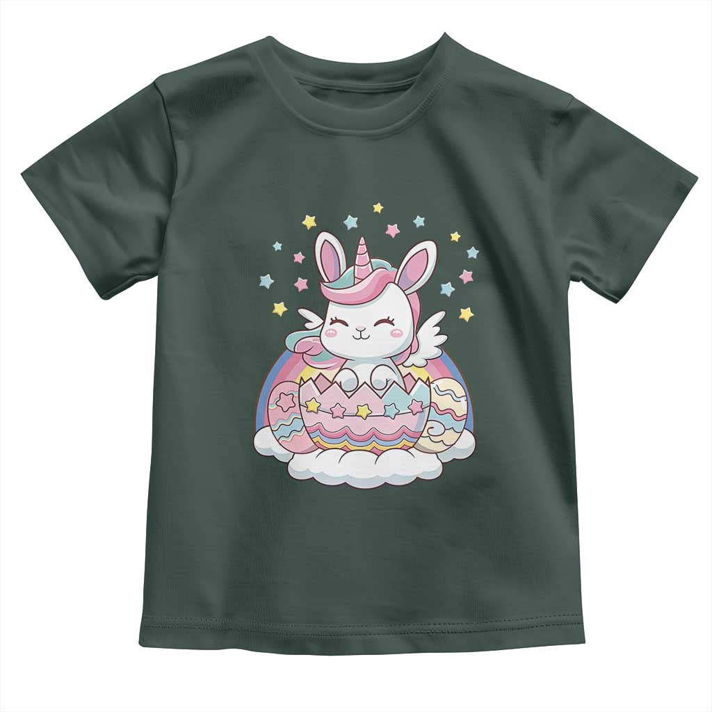 Funny Easter Unicorn Bunny Easter Eggs Toddler T Shirt TS11 Dark Forest Green Print Your Wear