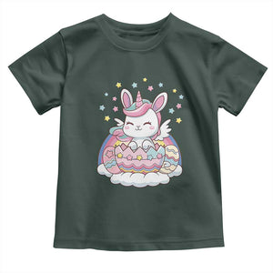 Funny Easter Unicorn Bunny Easter Eggs Toddler T Shirt TS11 Dark Forest Green Print Your Wear