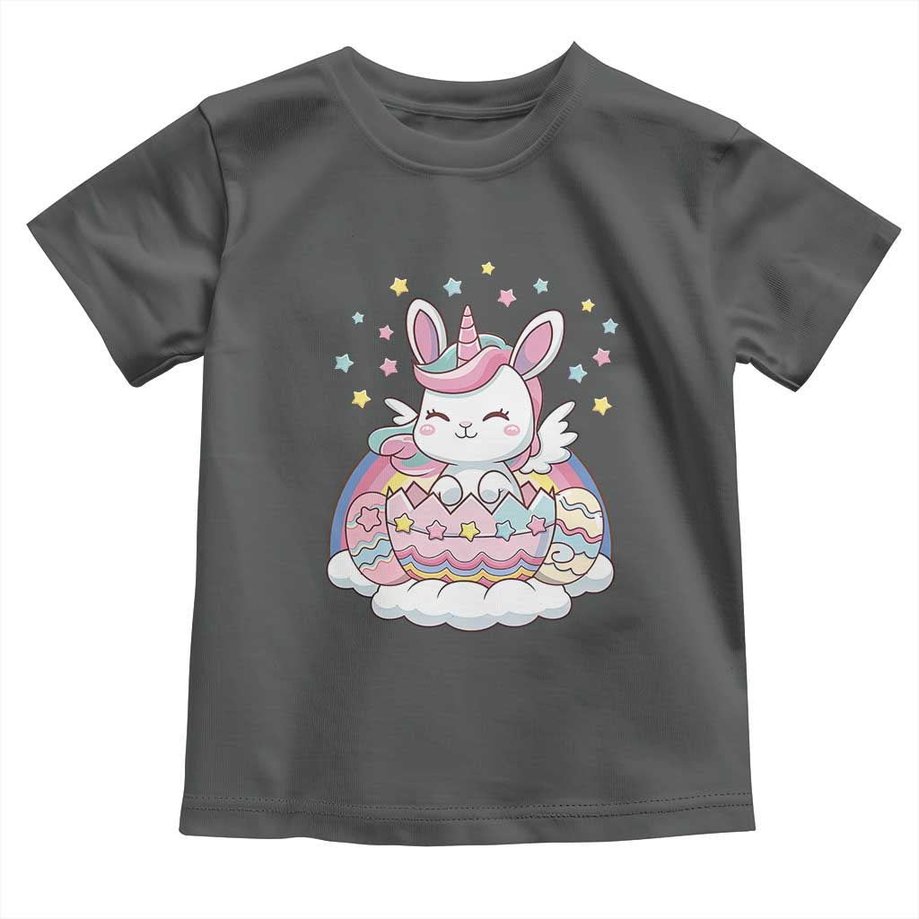 Funny Easter Unicorn Bunny Easter Eggs Toddler T Shirt TS11 Dark Heather Print Your Wear