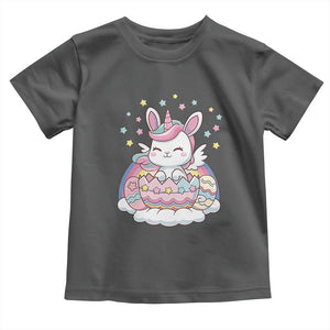 Funny Easter Unicorn Bunny Easter Eggs Toddler T Shirt TS11 Dark Heather Print Your Wear