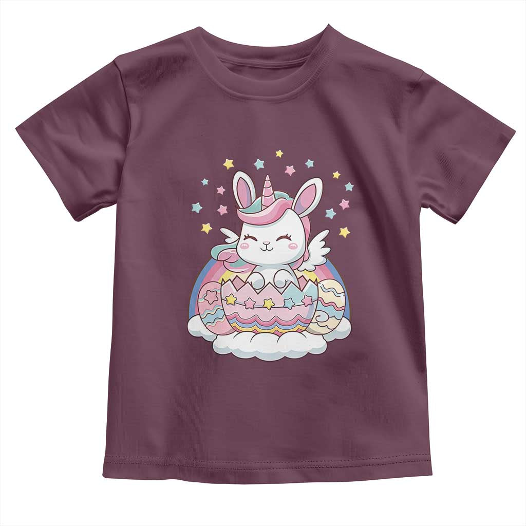 Funny Easter Unicorn Bunny Easter Eggs Toddler T Shirt TS11 Maroon Print Your Wear