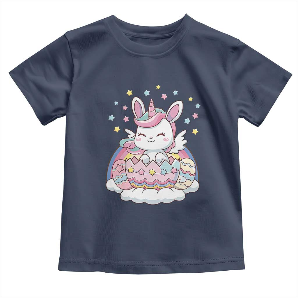 Funny Easter Unicorn Bunny Easter Eggs Toddler T Shirt TS11 Navy Print Your Wear