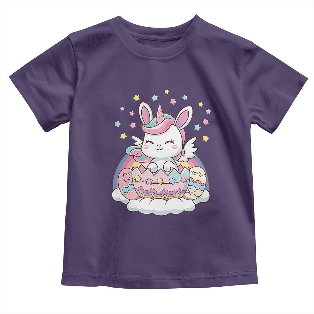 Funny Easter Unicorn Bunny Easter Eggs Toddler T Shirt TS11 Purple Print Your Wear