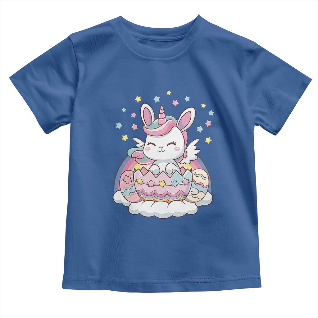 Funny Easter Unicorn Bunny Easter Eggs Toddler T Shirt TS11 Royal Blue Print Your Wear