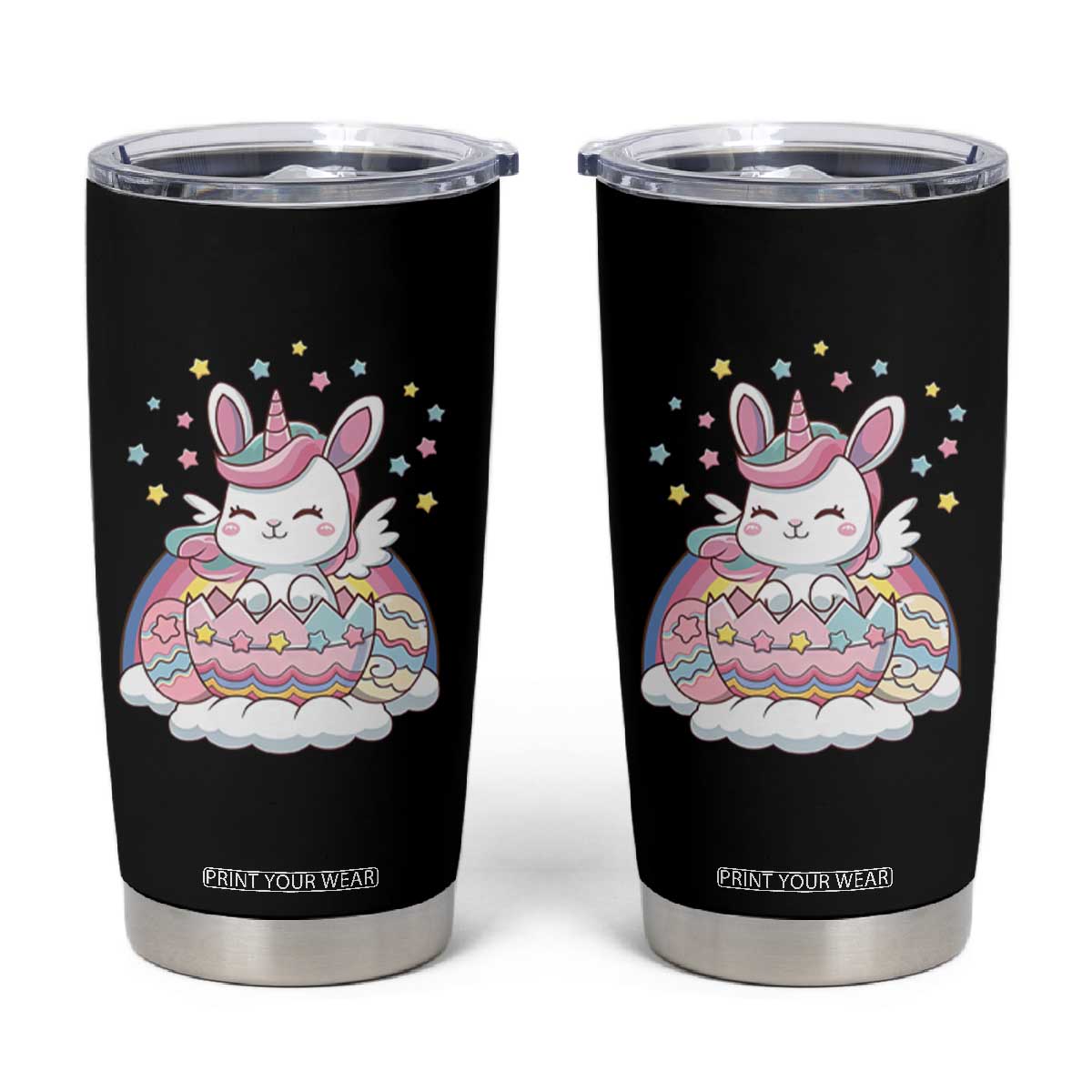 Funny Easter Unicorn Bunny Easter Eggs Tumbler Cup TS11 Black Print Your Wear