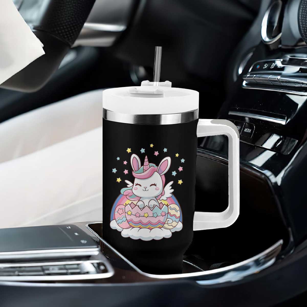 Funny Easter Unicorn Bunny Easter Eggs Tumbler With Handle TS11 Print Your Wear