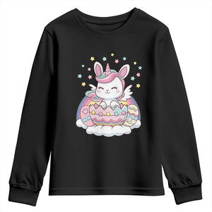 Funny Easter Unicorn Bunny Easter Eggs Youth Sweatshirt TS11 Black Print Your Wear