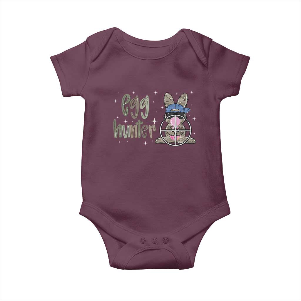 Funny Egg Hunter Baby Onesie Bunny Hunting Backward Cap Camouflage TS11 Maroon Print Your Wear