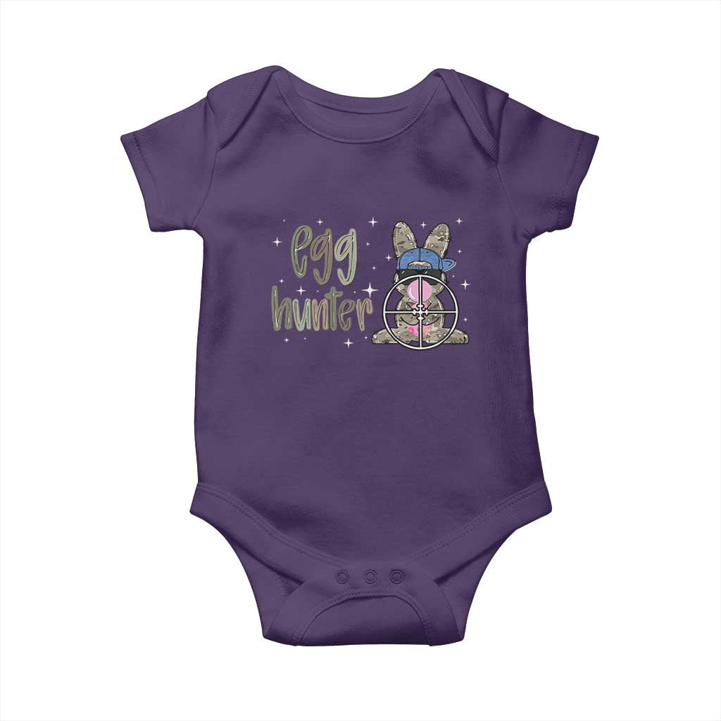 Funny Egg Hunter Baby Onesie Bunny Hunting Backward Cap Camouflage TS11 Purple Print Your Wear