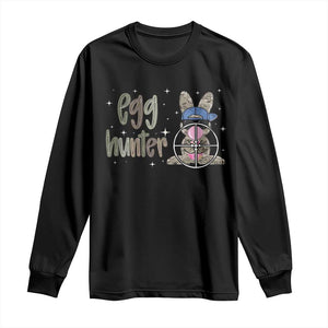 Funny Egg Hunter Long Sleeve Shirt Bunny Hunting Backward Cap Camouflage TS11 Black Print Your Wear
