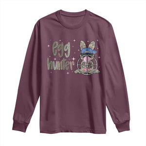 Funny Egg Hunter Long Sleeve Shirt Bunny Hunting Backward Cap Camouflage TS11 Maroon Print Your Wear