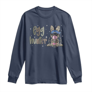 Funny Egg Hunter Long Sleeve Shirt Bunny Hunting Backward Cap Camouflage TS11 Navy Print Your Wear