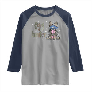 Funny Egg Hunter Raglan Shirt Bunny Hunting Backward Cap Camouflage TS11 Sport Gray Navy Print Your Wear
