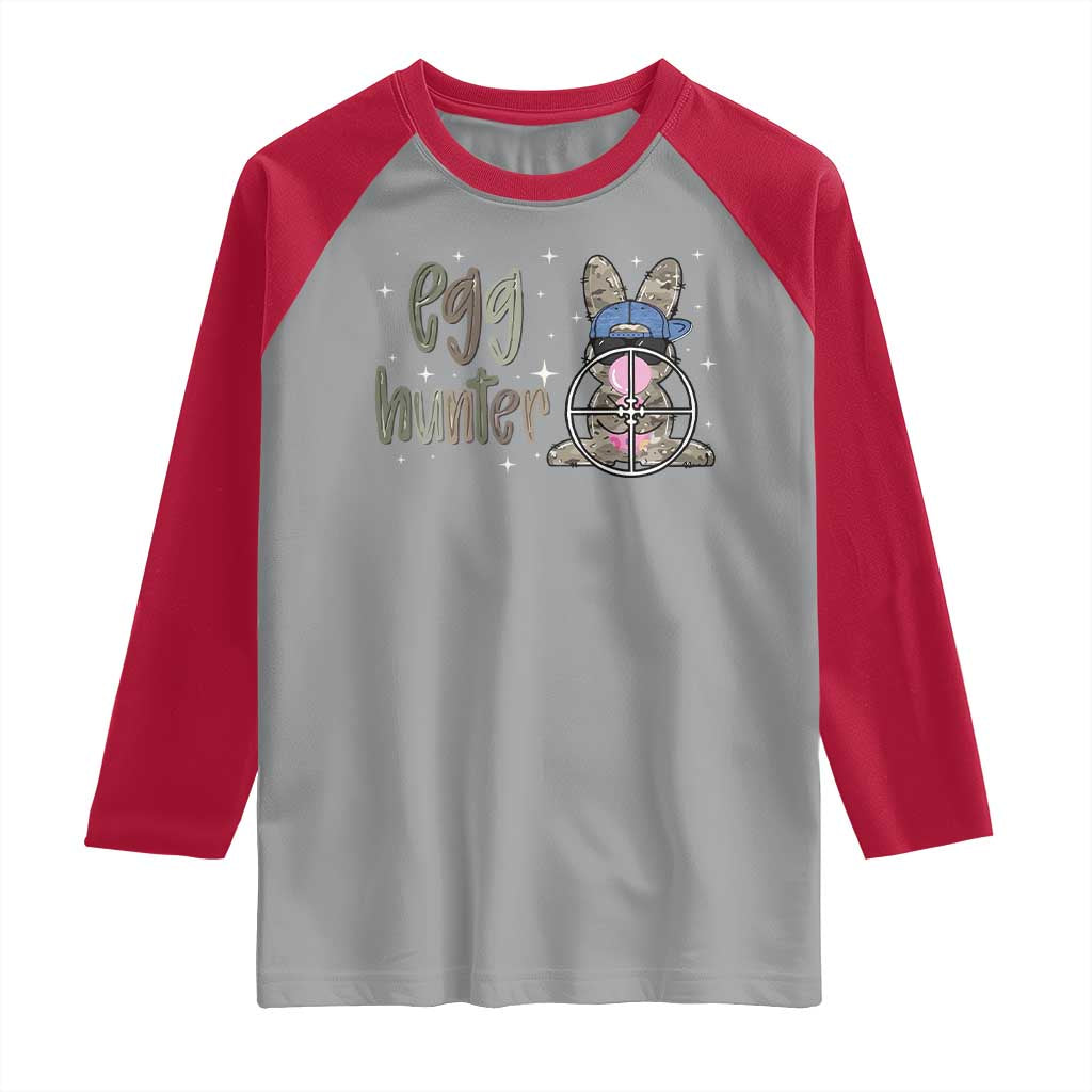 Funny Egg Hunter Raglan Shirt Bunny Hunting Backward Cap Camouflage TS11 Sport Gray Red Print Your Wear