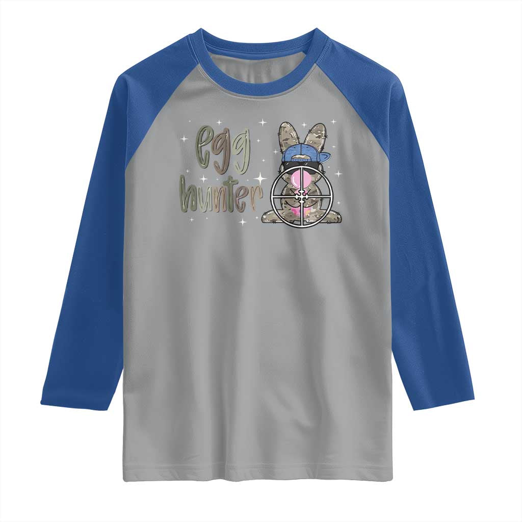 Funny Egg Hunter Raglan Shirt Bunny Hunting Backward Cap Camouflage TS11 Sport Gray Royal Print Your Wear