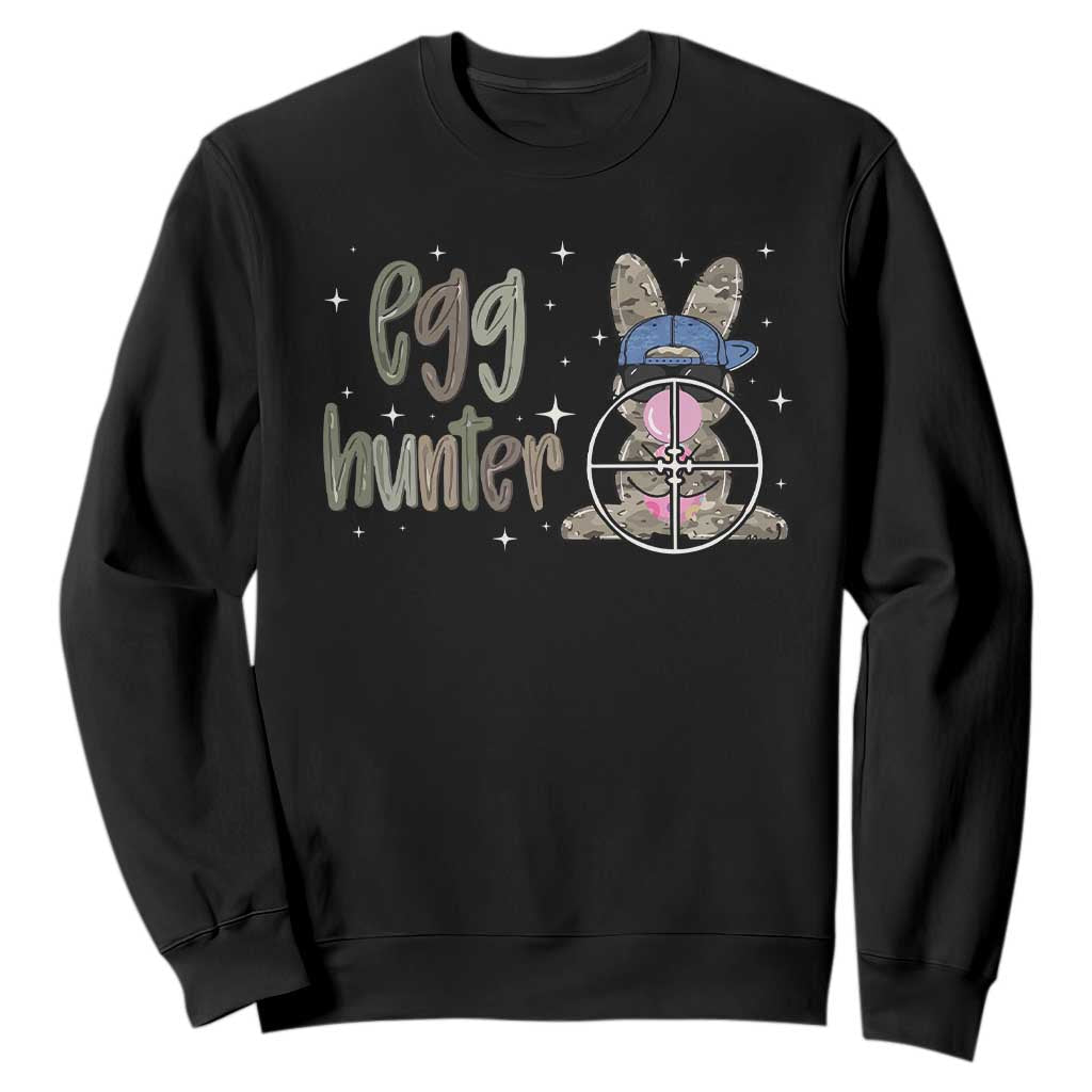 Funny Egg Hunter Sweatshirt Bunny Hunting Backward Cap Camouflage TS11 Black Print Your Wear