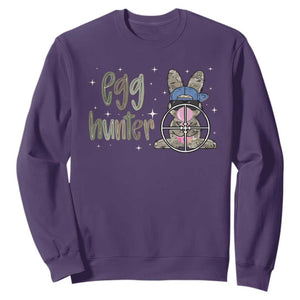 Funny Egg Hunter Sweatshirt Bunny Hunting Backward Cap Camouflage TS11 Purple Print Your Wear