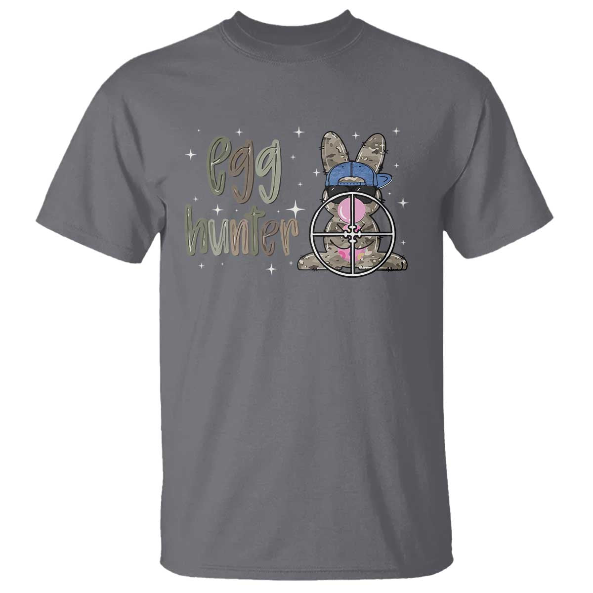 Funny Egg Hunter T Shirt Bunny Hunting Backward Cap Camouflage TS11 Charcoal Print Your Wear