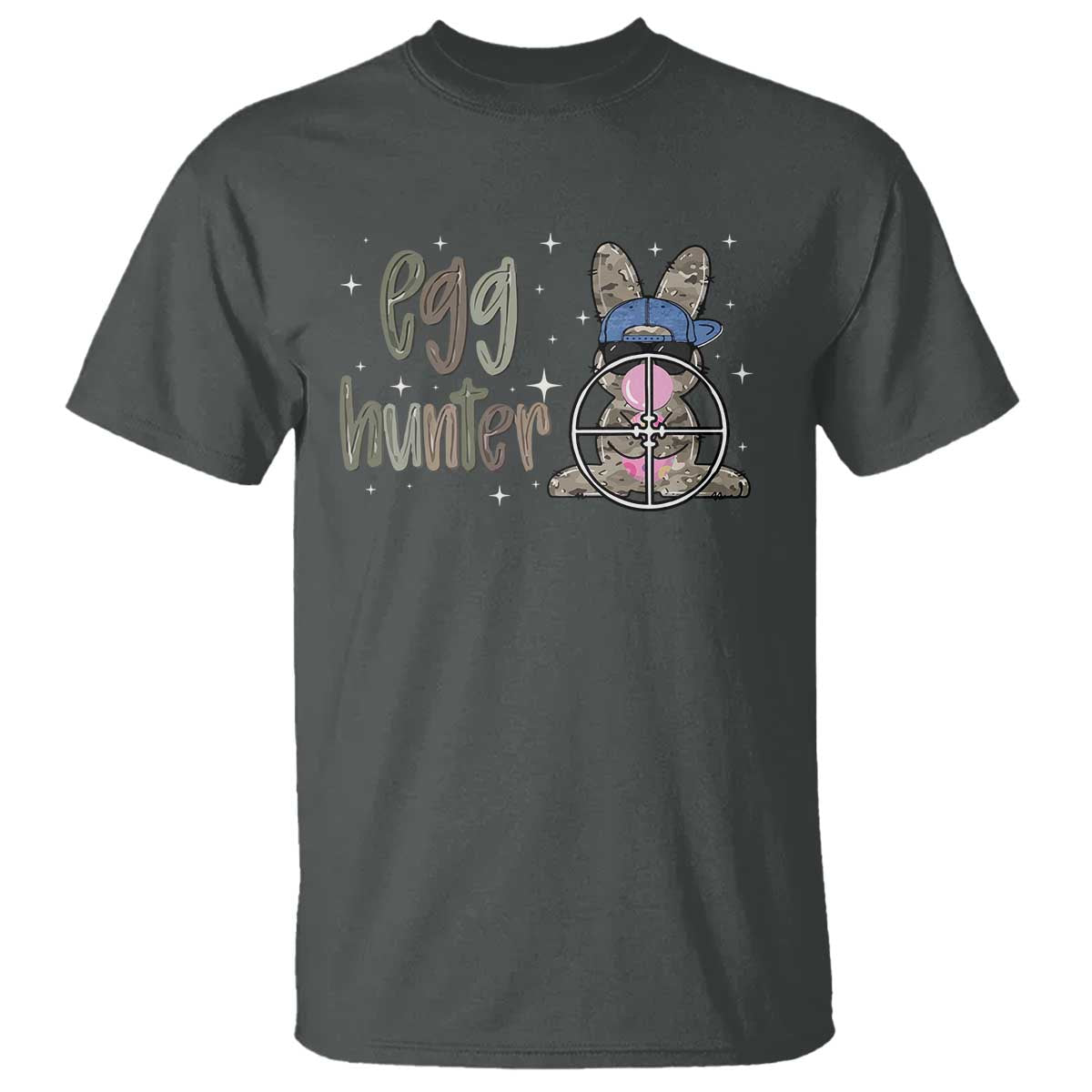 Funny Egg Hunter T Shirt Bunny Hunting Backward Cap Camouflage TS11 Dark Heather Print Your Wear