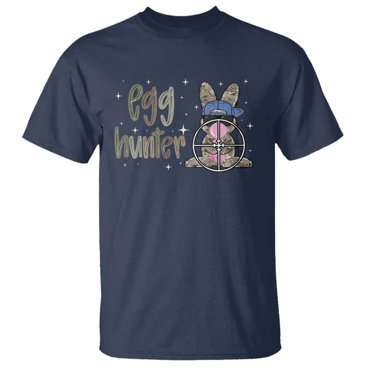 Funny Egg Hunter T Shirt Bunny Hunting Backward Cap Camouflage TS11 Navy Print Your Wear