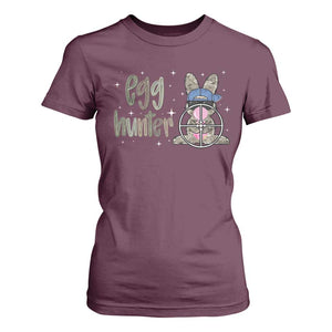 Funny Egg Hunter T Shirt For Women Bunny Hunting Backward Cap Camouflage TS11 Maroon Print Your Wear