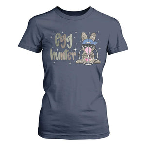 Funny Egg Hunter T Shirt For Women Bunny Hunting Backward Cap Camouflage TS11 Navy Print Your Wear