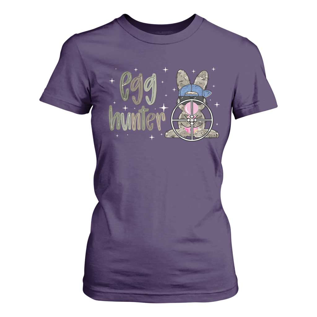 Funny Egg Hunter T Shirt For Women Bunny Hunting Backward Cap Camouflage TS11 Purple Print Your Wear