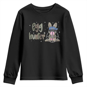 Funny Egg Hunter Youth Sweatshirt Bunny Hunting Backward Cap Camouflage TS11 Black Print Your Wear