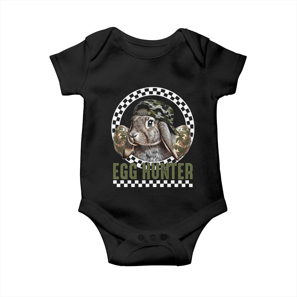 Funny Easter Day Egg Hunter Baby Onesie Bunny Hunting Camo Egg TS11 Black Print Your Wear