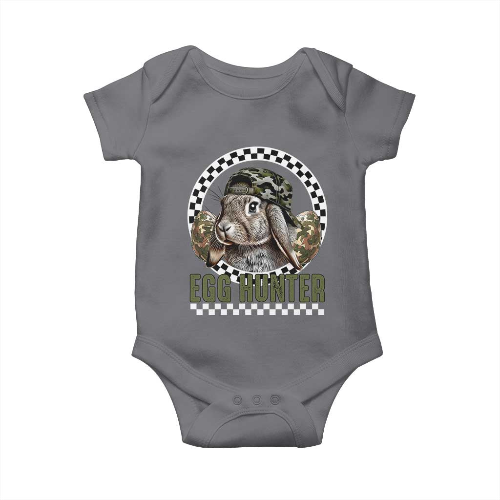 Funny Easter Day Egg Hunter Baby Onesie Bunny Hunting Camo Egg TS11 Charcoal Print Your Wear