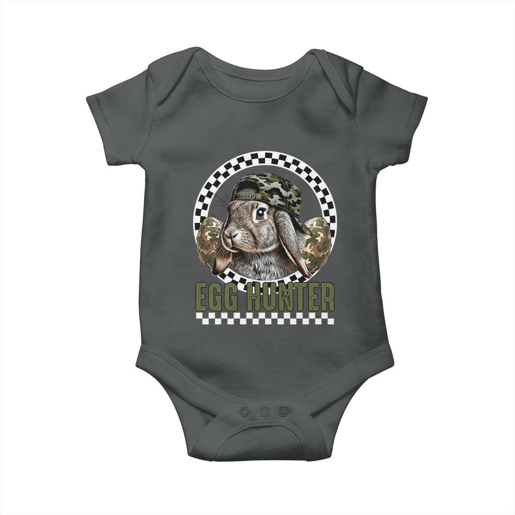 Funny Easter Day Egg Hunter Baby Onesie Bunny Hunting Camo Egg TS11 Dark Heather Print Your Wear