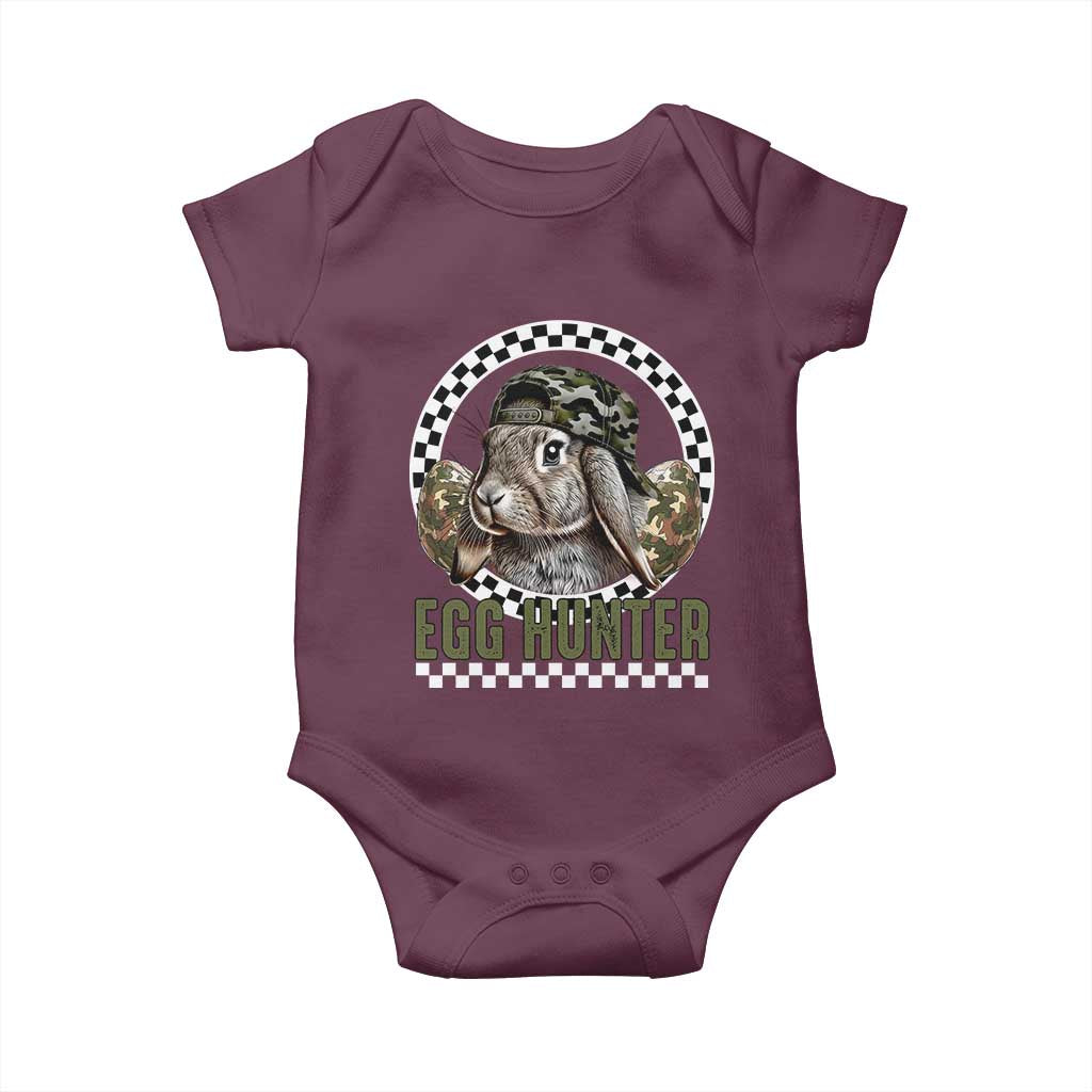 Funny Easter Day Egg Hunter Baby Onesie Bunny Hunting Camo Egg TS11 Maroon Print Your Wear