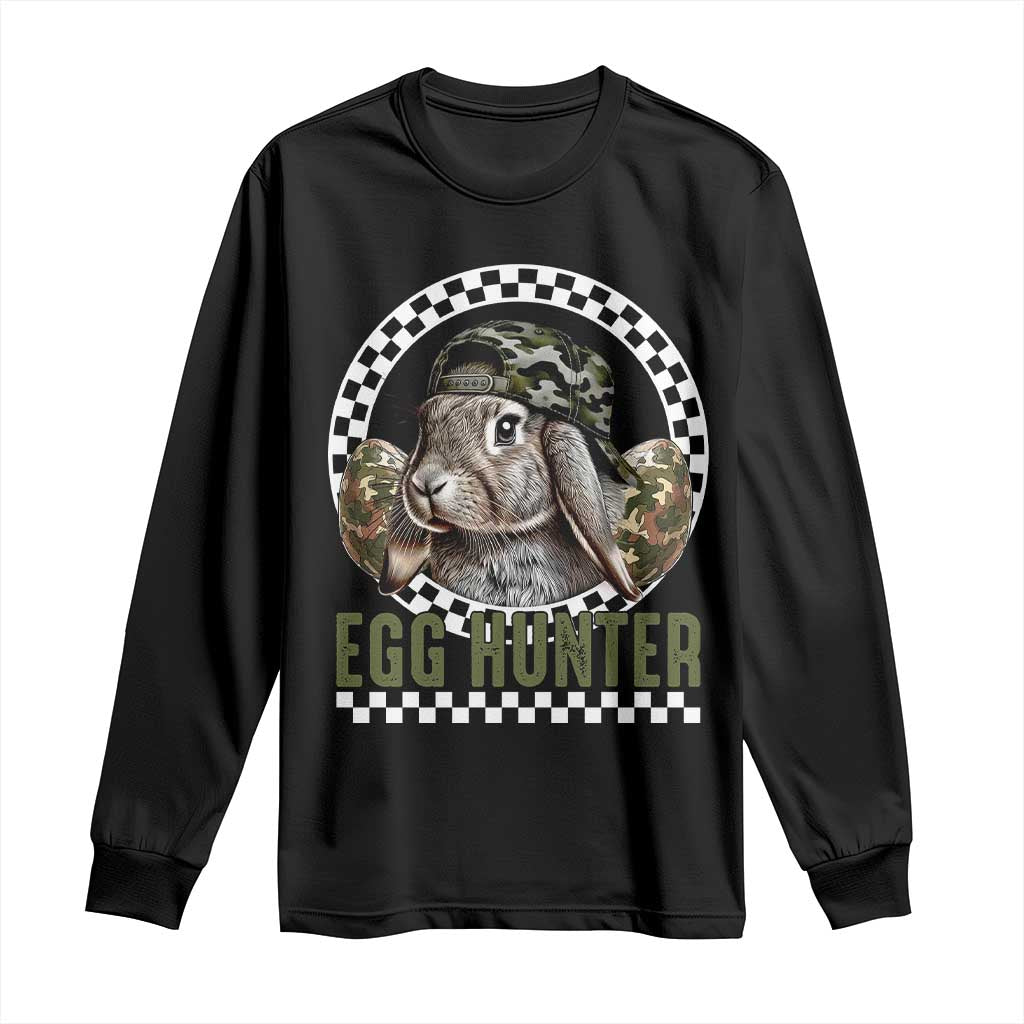 Funny Easter Day Egg Hunter Long Sleeve Shirt Bunny Hunting Camo Egg TS11 Black Print Your Wear