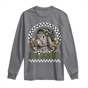 Funny Easter Day Egg Hunter Long Sleeve Shirt Bunny Hunting Camo Egg TS11 Charcoal Print Your Wear