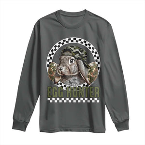 Funny Easter Day Egg Hunter Long Sleeve Shirt Bunny Hunting Camo Egg TS11 Dark Heather Print Your Wear