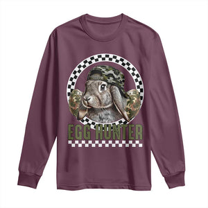 Funny Easter Day Egg Hunter Long Sleeve Shirt Bunny Hunting Camo Egg TS11 Maroon Print Your Wear