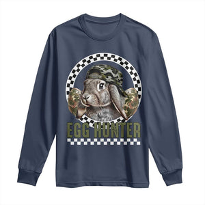 Funny Easter Day Egg Hunter Long Sleeve Shirt Bunny Hunting Camo Egg TS11 Navy Print Your Wear