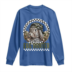 Funny Easter Day Egg Hunter Long Sleeve Shirt Bunny Hunting Camo Egg TS11 Royal Blue Print Your Wear