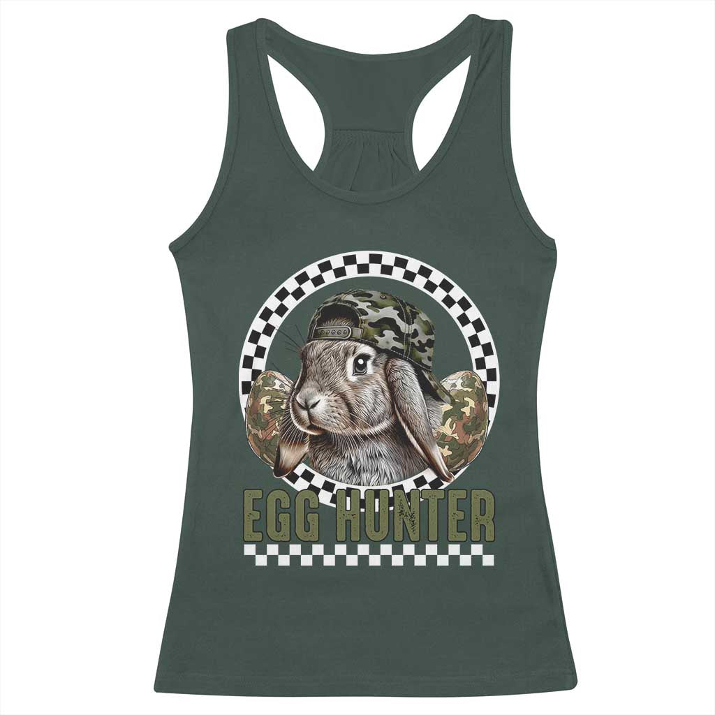 Funny Easter Day Egg Hunter Racerback Tank Top Bunny Hunting Camo Egg TS11 Dark Forest Green Print Your Wear