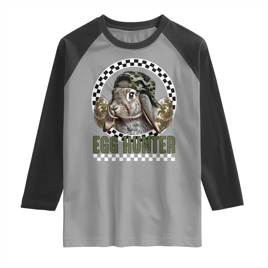 Funny Easter Day Egg Hunter Raglan Shirt Bunny Hunting Camo Egg TS11 Sport Gray Black Print Your Wear