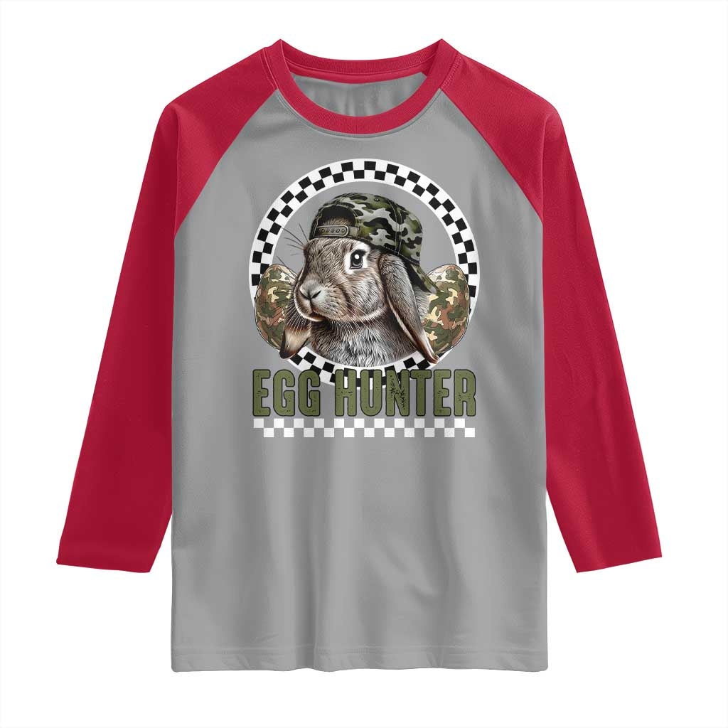 Funny Easter Day Egg Hunter Raglan Shirt Bunny Hunting Camo Egg TS11 Sport Gray Red Print Your Wear