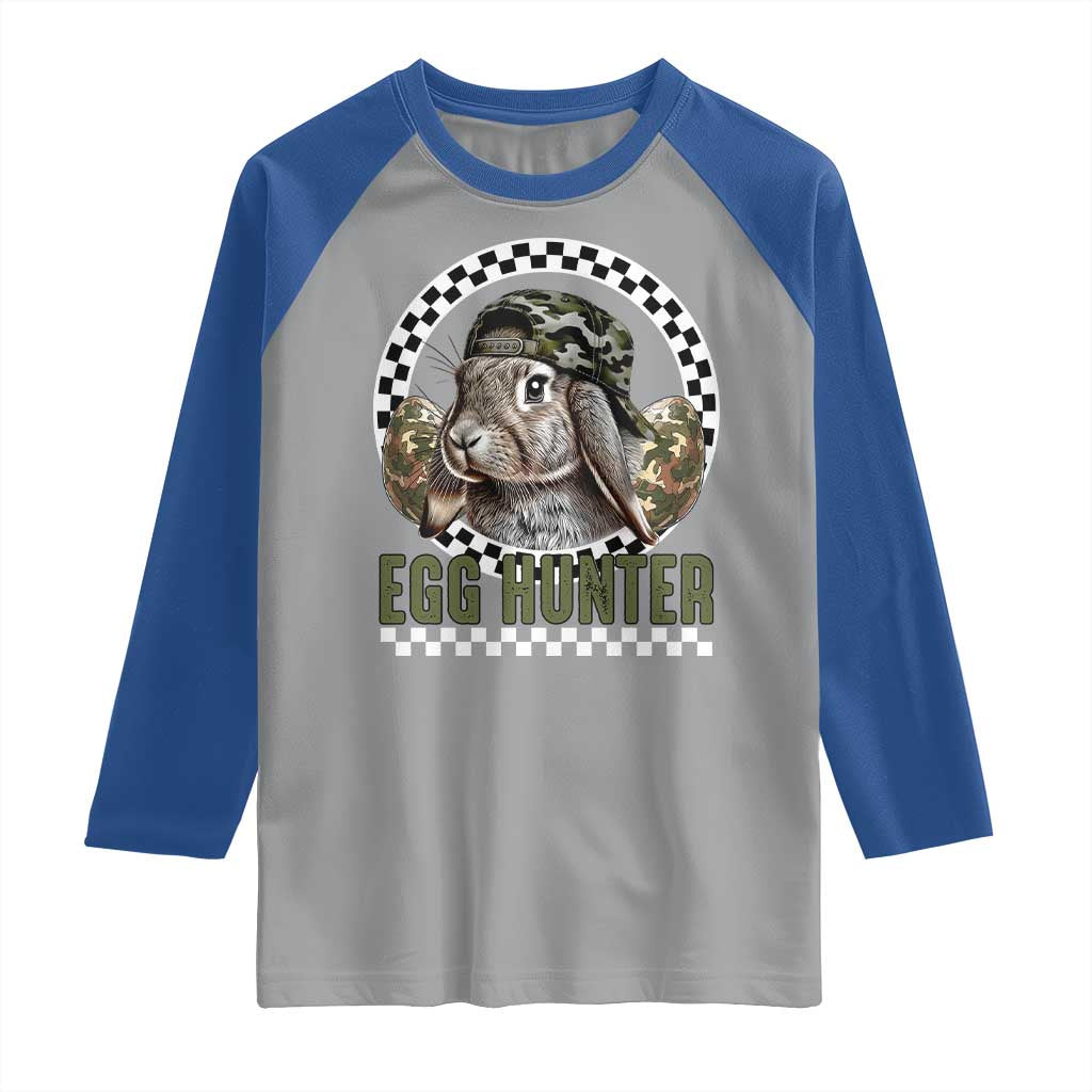 Funny Easter Day Egg Hunter Raglan Shirt Bunny Hunting Camo Egg TS11 Sport Gray Royal Print Your Wear